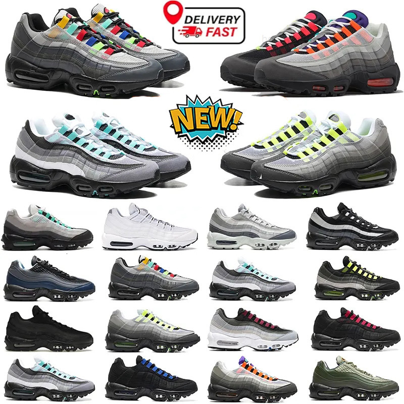 Designer 95s running shoes 95 men women Neon Triple Black White Stadium Green Crystal Blue Bred Dark Beetroot Solar Red Grey mens trainers sneakers eu