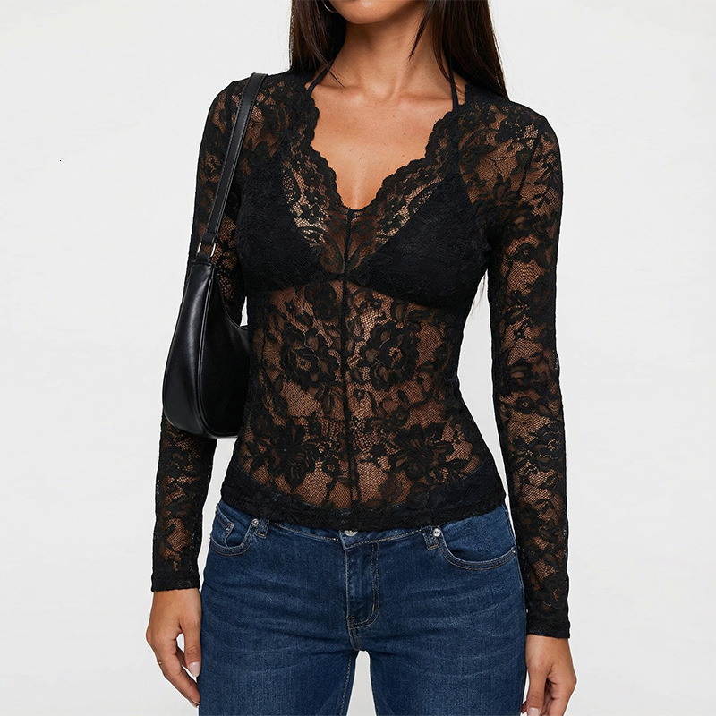 European And American Sexy Lace Top 2026 New Polo Designer Hoodie Shirt Model Designer Shirt Slim-fit Lace Base Top Women's Clothing