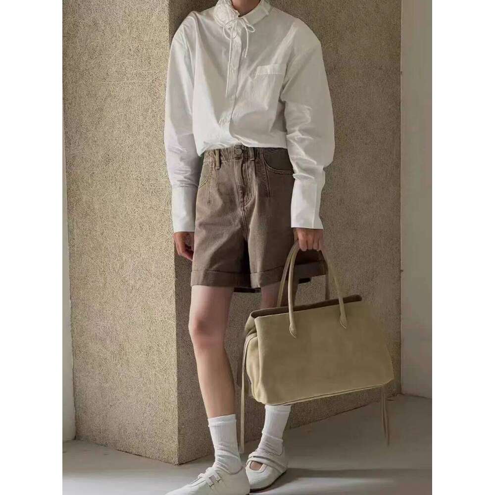 Luxury Multi Layer Commuting Large Capacity Cow Women S Tote High Quality Apricot Suede Leather Handbag Winter SENYY