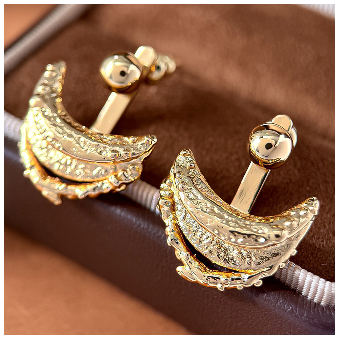 Designer Earrings Designer Earrings Women Molten Texture Irregular Crescent Earring Unique Stud Earrings Luxury Jewlery Designer for Women Elegant Spa