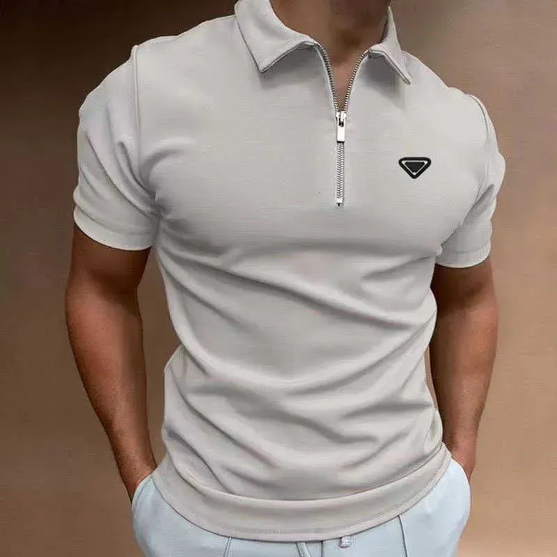2026 Men's Polos Designer high quality Summer Zipper Polo Shirt brand Striped Print Shirt for Men Streetwear Casual Short Sleeve T-Shirt designer top#88