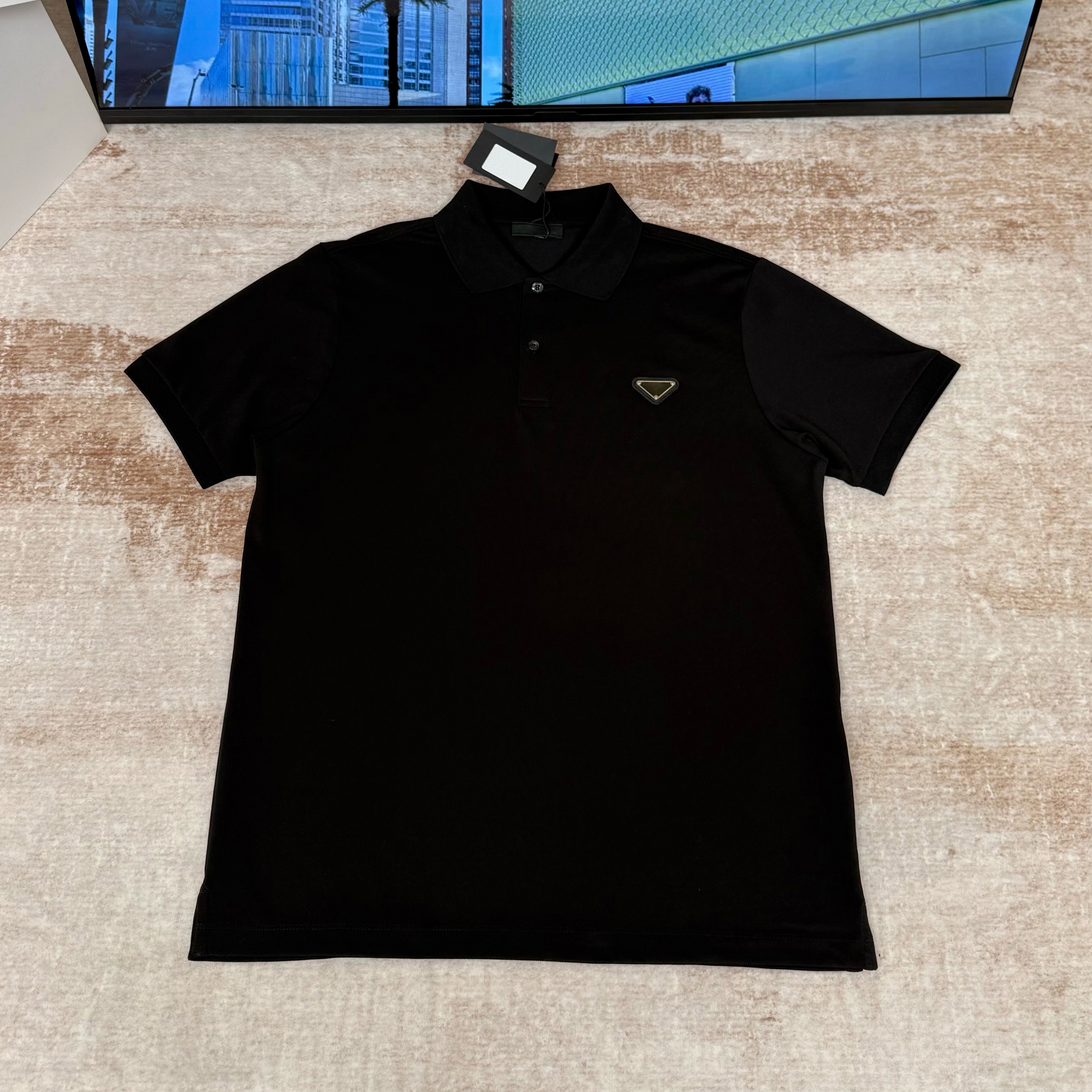 High quality designer men's T-shirt polo shirt chest triangle logo men's polo shirt business casual top shirt
