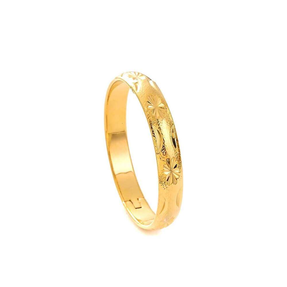 18k 55MM Dubai Baby Cute Openable For Women Ethiopian Gold Color Bangles Bracelets Girls Birthday Jewelry Gifts 26H0411
