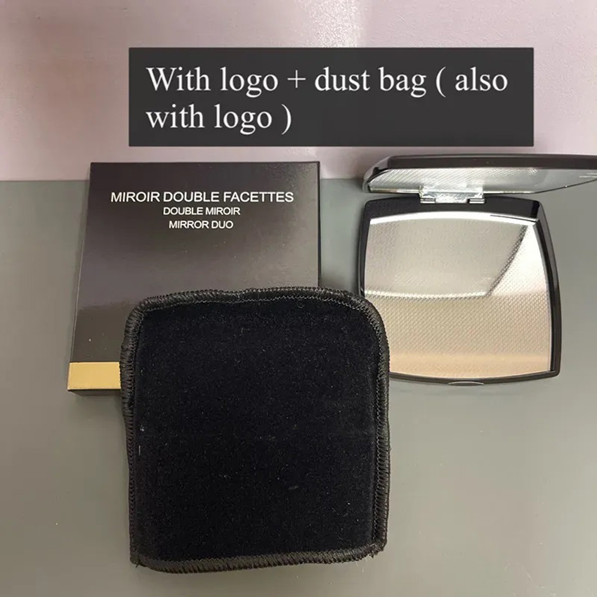 brand Pocket Mirror Double Facettes With CC Logo Portable black Make up Women Magnifying Mirrors Mini Luxury Letters Classic Folding round mirror luxury makeup tool