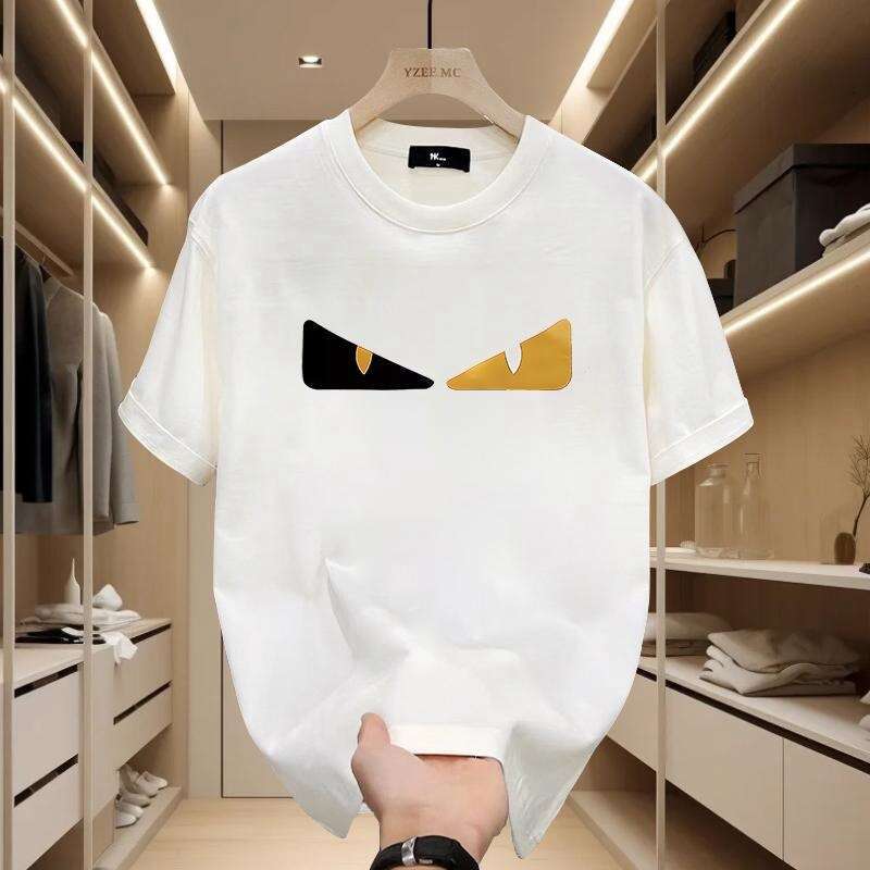 Short-Sleeve T-Shirt For Men Heavy Double-Yarn Combed Cotton New Summer Style Cool Touch Trendy Brand Loose Fit Round Neck Tee