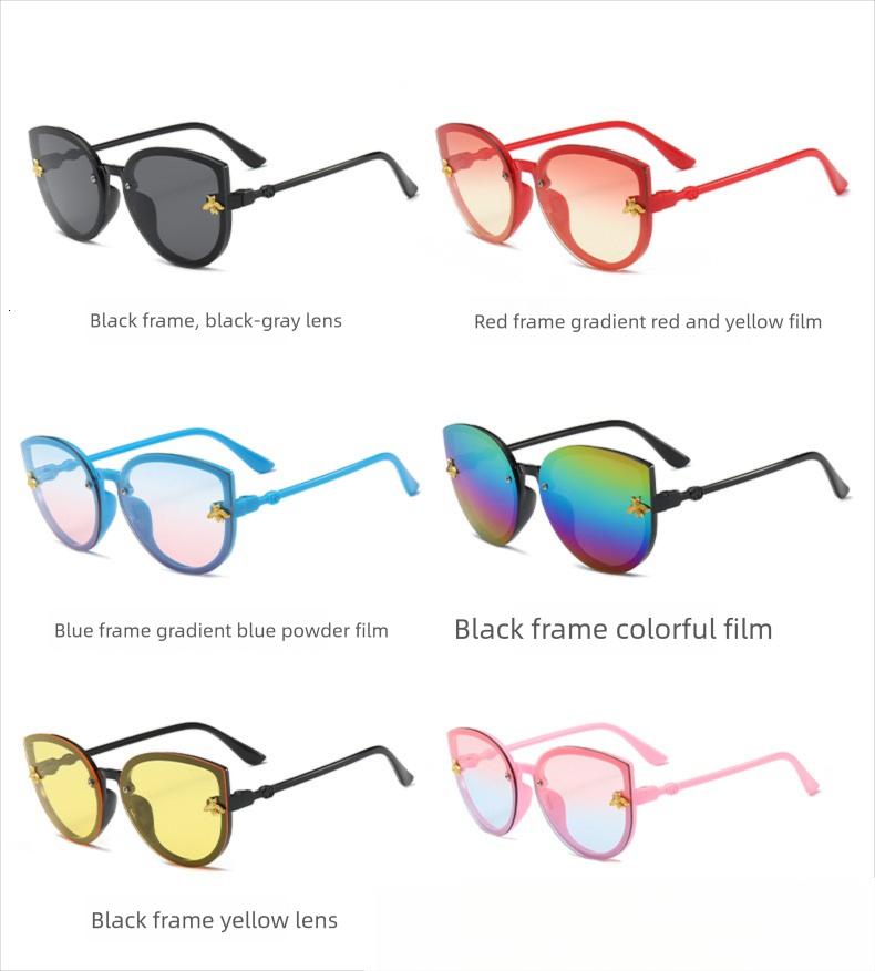High End New Little Bee Boy Designer Sunglasses Korean Fashion Cool Girls Baby Outdoor Sunglasses UV Resistant Sunshade Glasses Wholesale