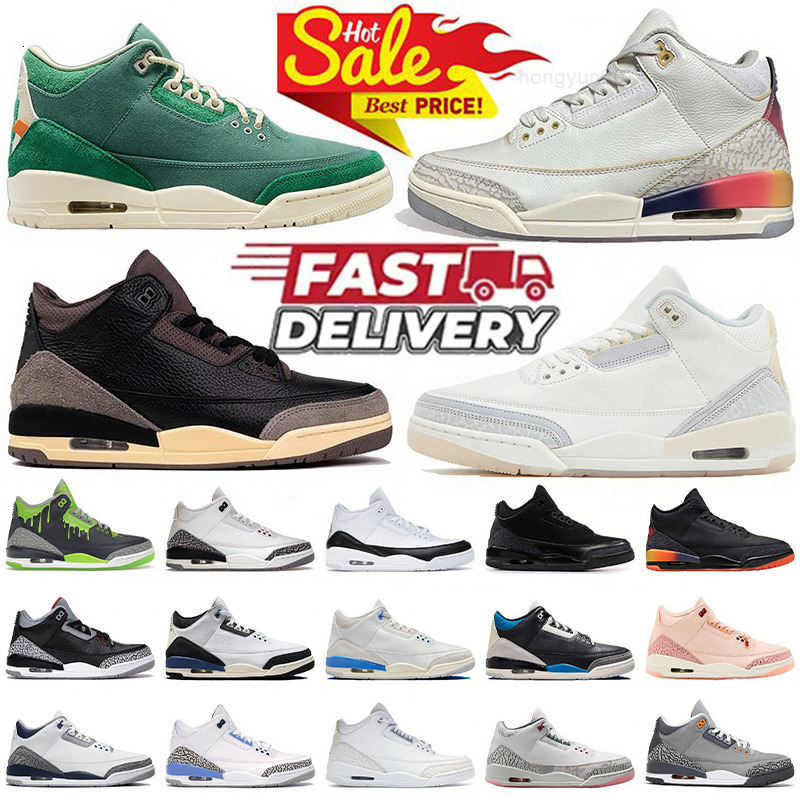 sport 3 designer sneakers AMM bicoastal J Balvin sunset white cement reimagined craft ivory unc for mens womens OG 3s basketball shoes platform traine