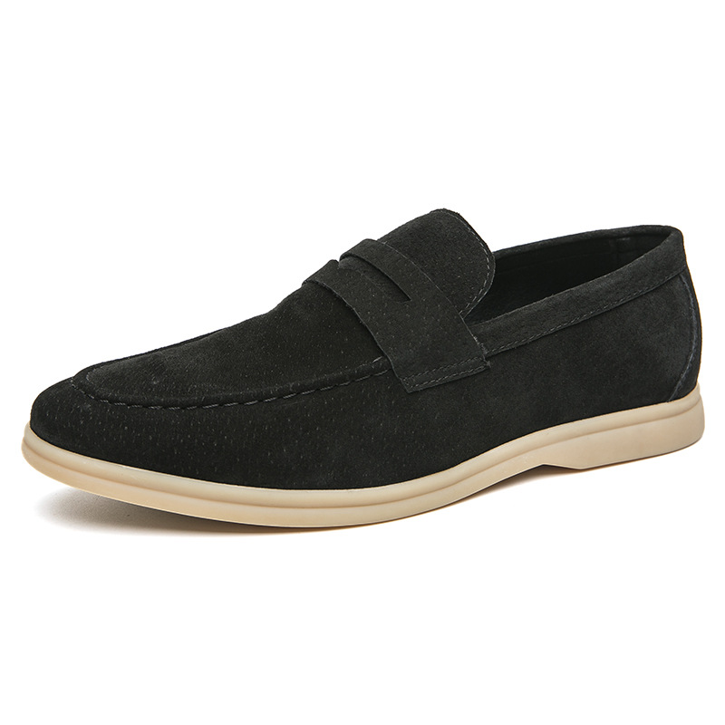 2026 hot selling casual shoe covers low heel Nubuc loafers suede leather comfortable soft sole men's classic retro shoes free shipping