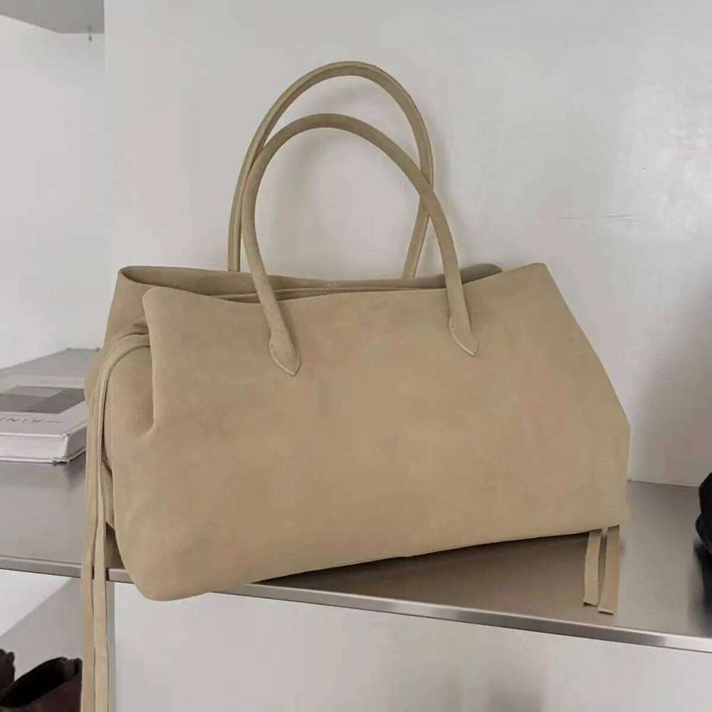 Luxury Multi Layer Commuting Large Capacity Cow Women S Tote High Quality Apricot Suede Leather Handbag Winter SENYY