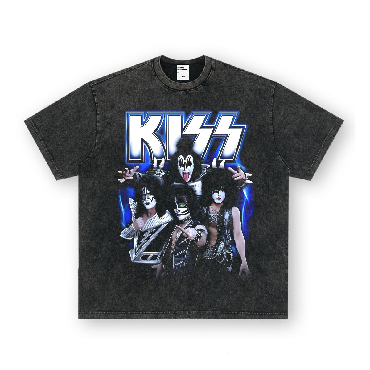 2026 American Street Rock Designer T-shirt Luxury Retro Washed Heavyweight Angel Digital Printed Pure Cotton Short Sleeved Top Outdoor Sports Loose Ca
