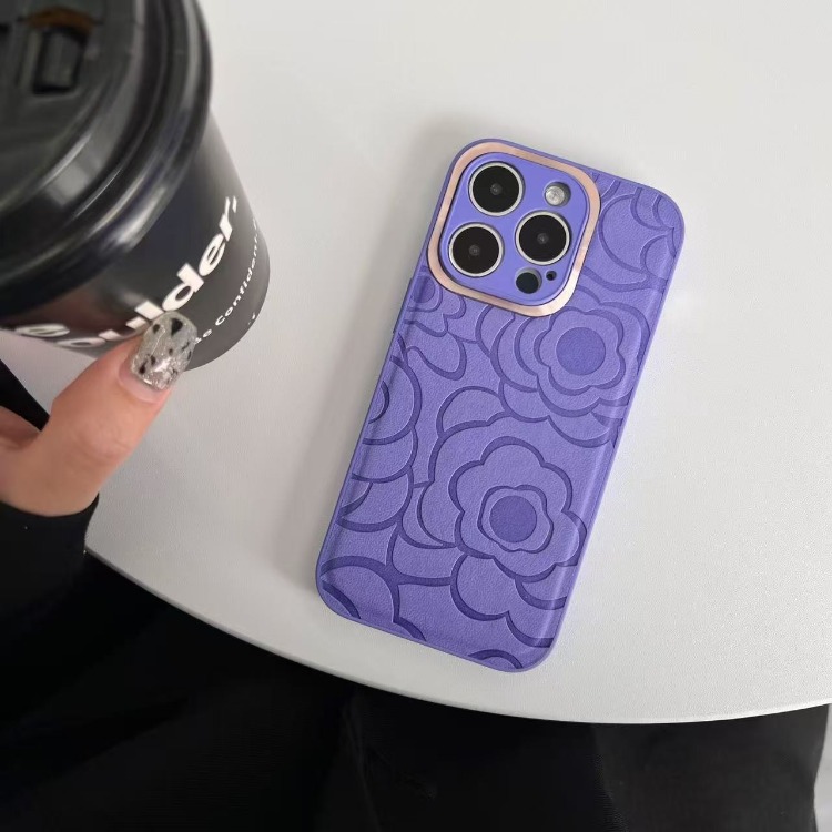 Elegant Floral Embossed PU Leather Phone Case for iPhone 17, Soft Luxury Anti-Scratch Shockproof Protective Cover