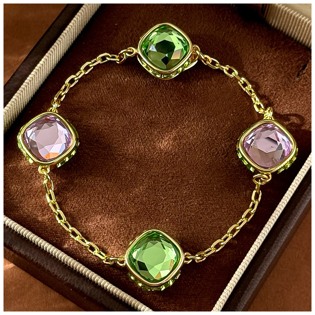 Designer Bracelet Bracelet for Women Crystal Colorful Gem Bangle Fashion Geometric Green Pink Blue Bangles Luxury Jewlery Designer for Women Elegant S