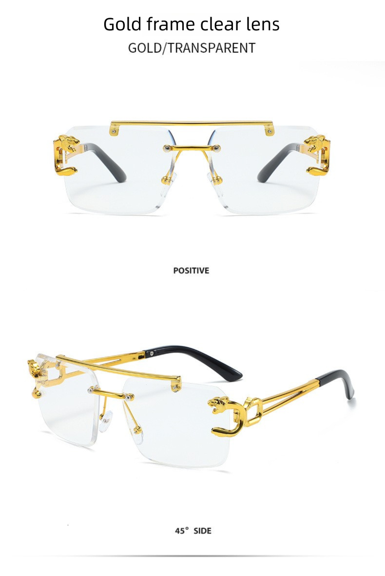 Fashionable Personality Sunglasses Retro Frameless Cut Edge Gradient Lenses Metal Frame Sunshade UV Protection Sunglasses Trendy