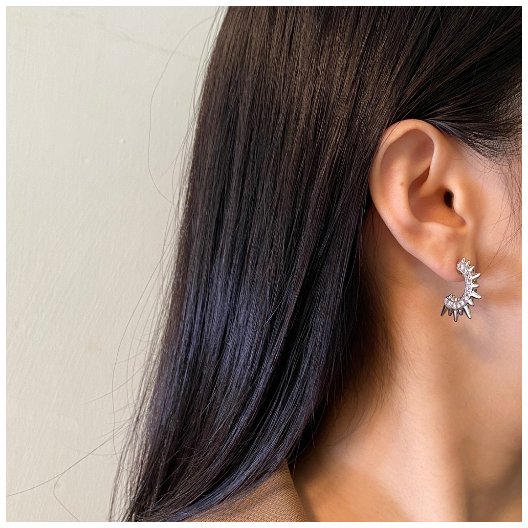 Designer Earrings Designer Earrings Women Delicate Unique Square Zircon Earring Half Hoop C Shape Sunray Star Pave Earrings Luxury Jewlery Designer fo