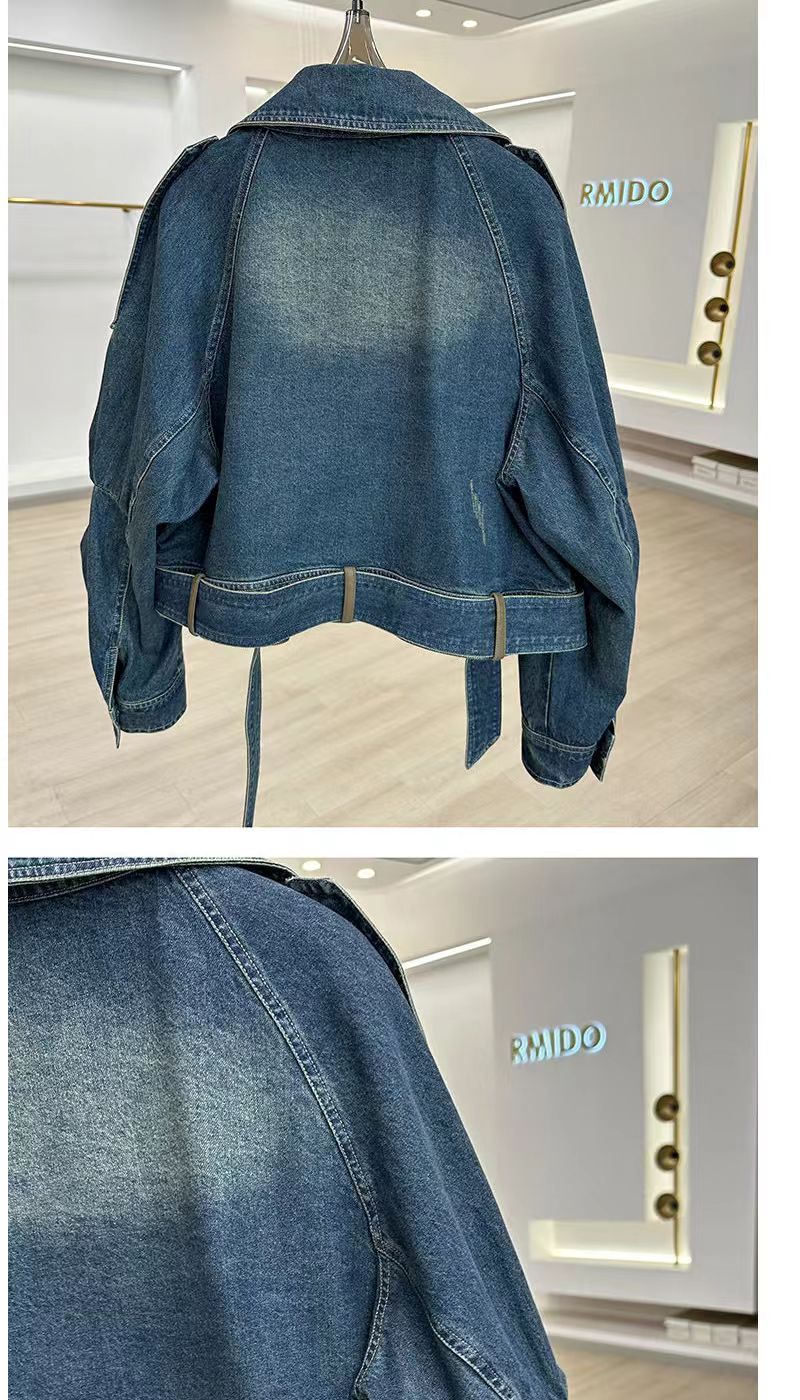 England Style Color Blocking Patchwork Women's Loose Denim Jacket Spring Autumn Fashion Retro Short Female Coats Denim Top MAKOUFEI