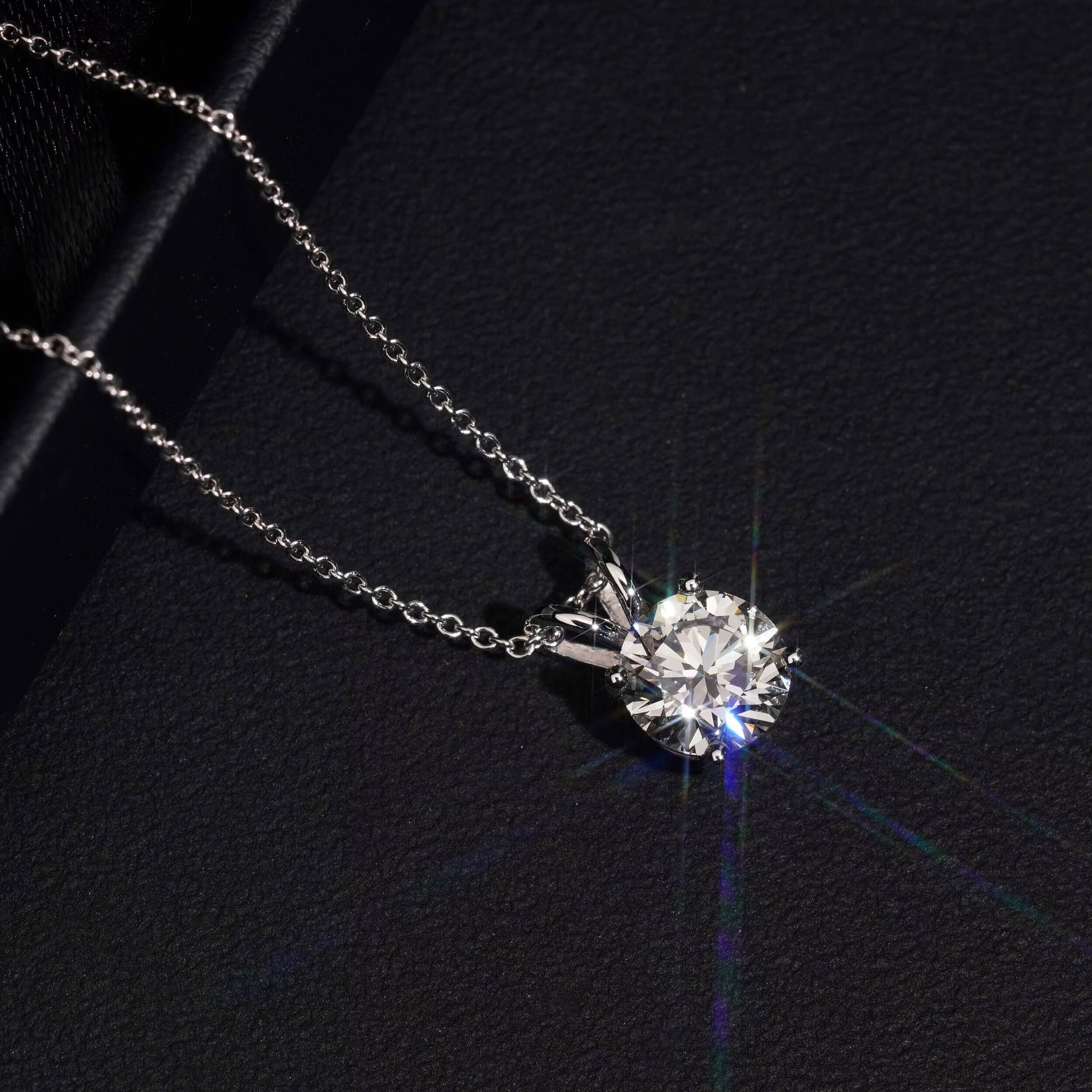 IGI Certificated 14K White Gold DEF Color VVS1 Oval Cut 3CT Lab Grown Diamond Solitaire Necklace