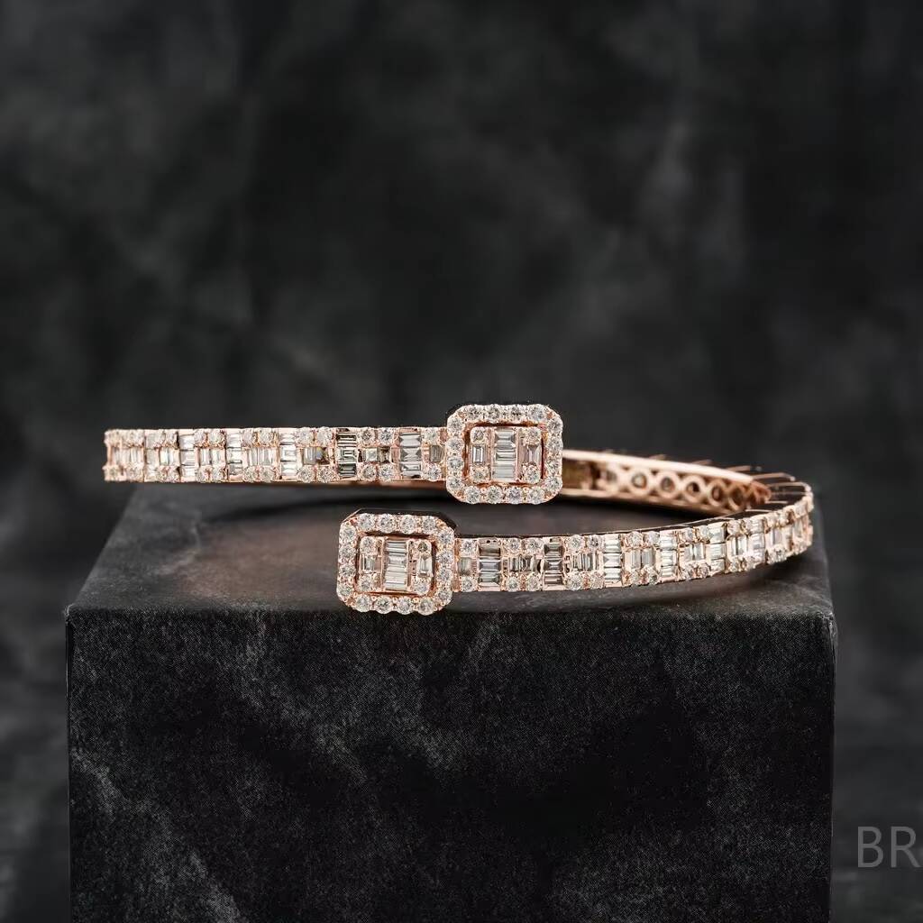 New Design Iced Out Lab Grown Moissanite Cuban Link Chain Bracelet Two Row VVS Diamond 14k Rose Gold for Certified Unisex Gift