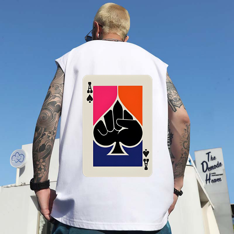2026 New Men's American Style Poker Print Tank Tops | Summer Trendy Sleeveless Tees for Teens