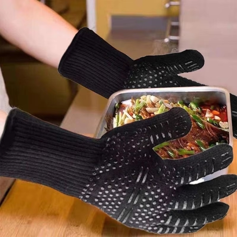 BBQ Microwave Oven Gloves High Temperature Resistance Barbecue Mitts 800 Degrees Fireproof Anti Heat Insulation Glove for Baking y260410