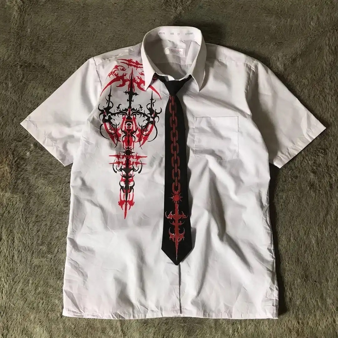 Y2K White Shirt Affliction Retro T Shirt Harajuku Men Skull Holy Writ Letter Printing Tee Fashion Gothic Short Sleeves Tops 260302