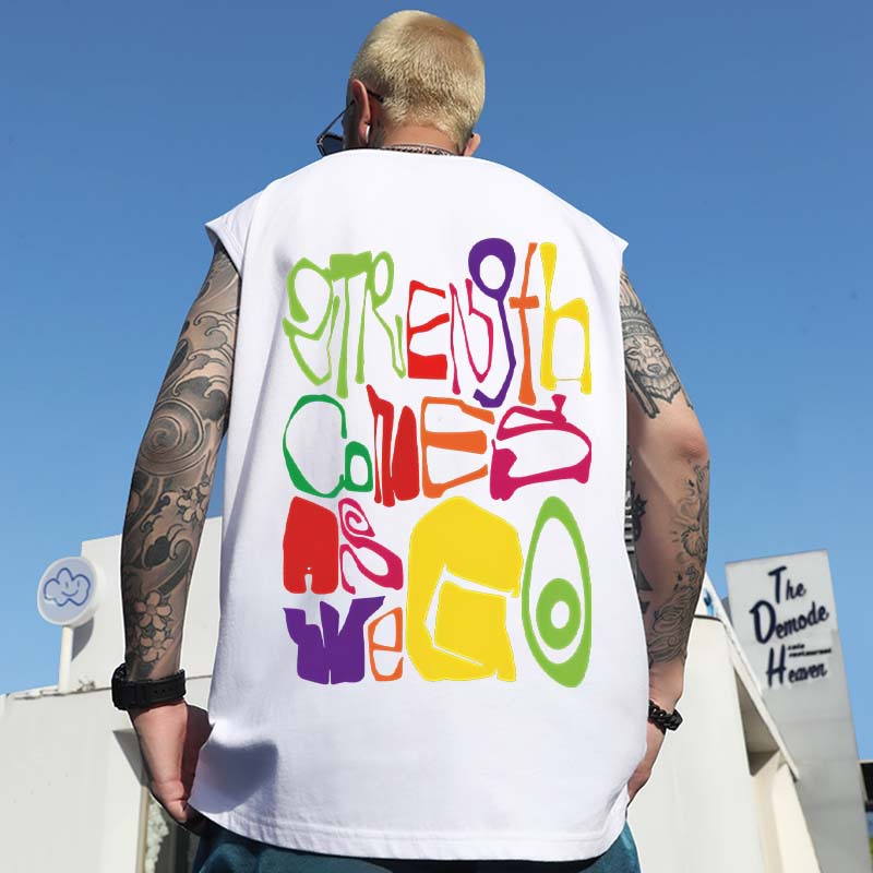 Summer Men's White Tank Tops | Teen Graphic Printed Loose Hong Kong Style Sleeveless Tees Trendy Brand Plus Size Casual Base Layers