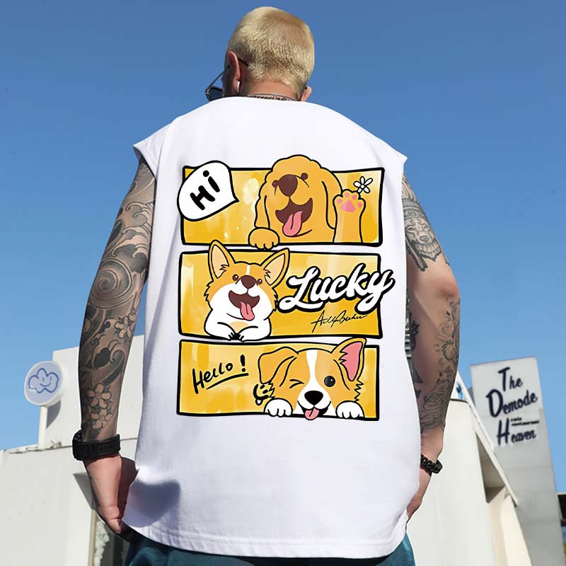 Men's Plus Size Sleeveless Tank Tops | Summer Outerwear Loose Gym Athletic Basketball Print Hurdle Style Workout Shirts