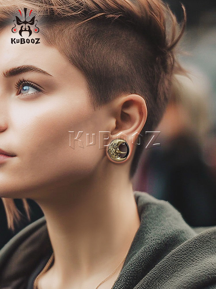 Alisouy 2PCS Stainless Steel Sun Moon Threaded Ear Tunnels Plugs Expander Stretcher Flared Gauges Earrings Piercing Body Jewelry250902