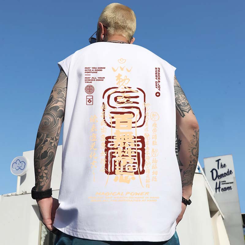 Summer Men's American Trendy Letter Tank Tops | Loose Hip-Hop Plus Size Athletic Sleeveless Tees for Outerwear