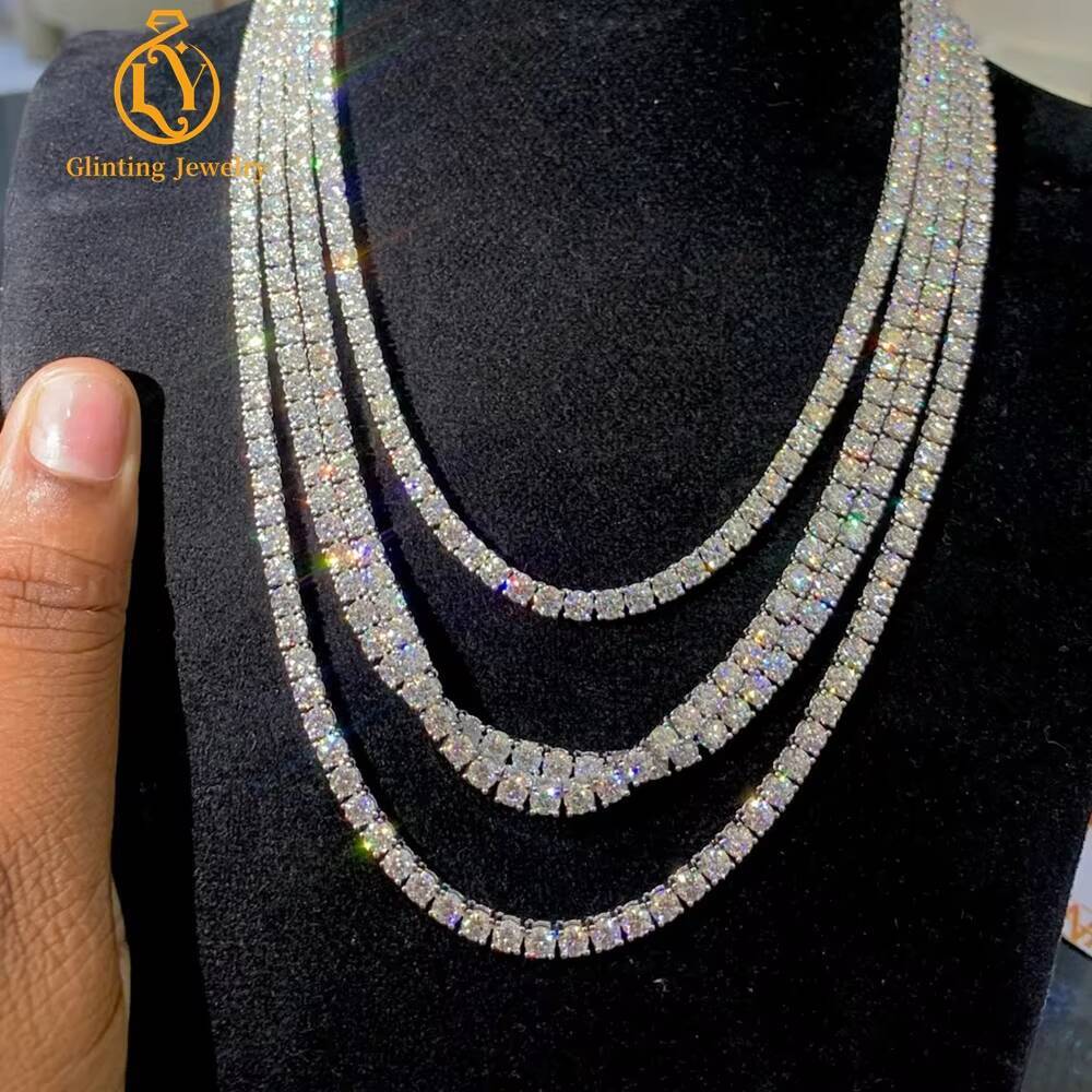Factory Custom 10K 14K Real Gold Lab Grown Diamond Tennis Necklace 2mm-4mm VVS Iced Out Diamond Necklace IGI Certified for Gifts