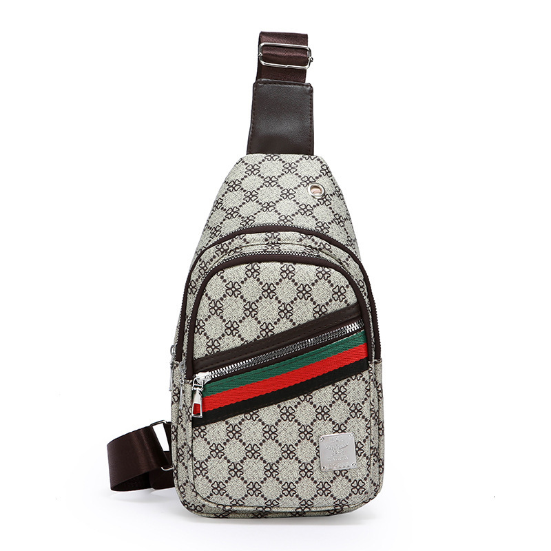 New Men's Chest Simple Business Travel Versatile Shoulder PU Texture Trendy Fashion Printed Crossbody Bag