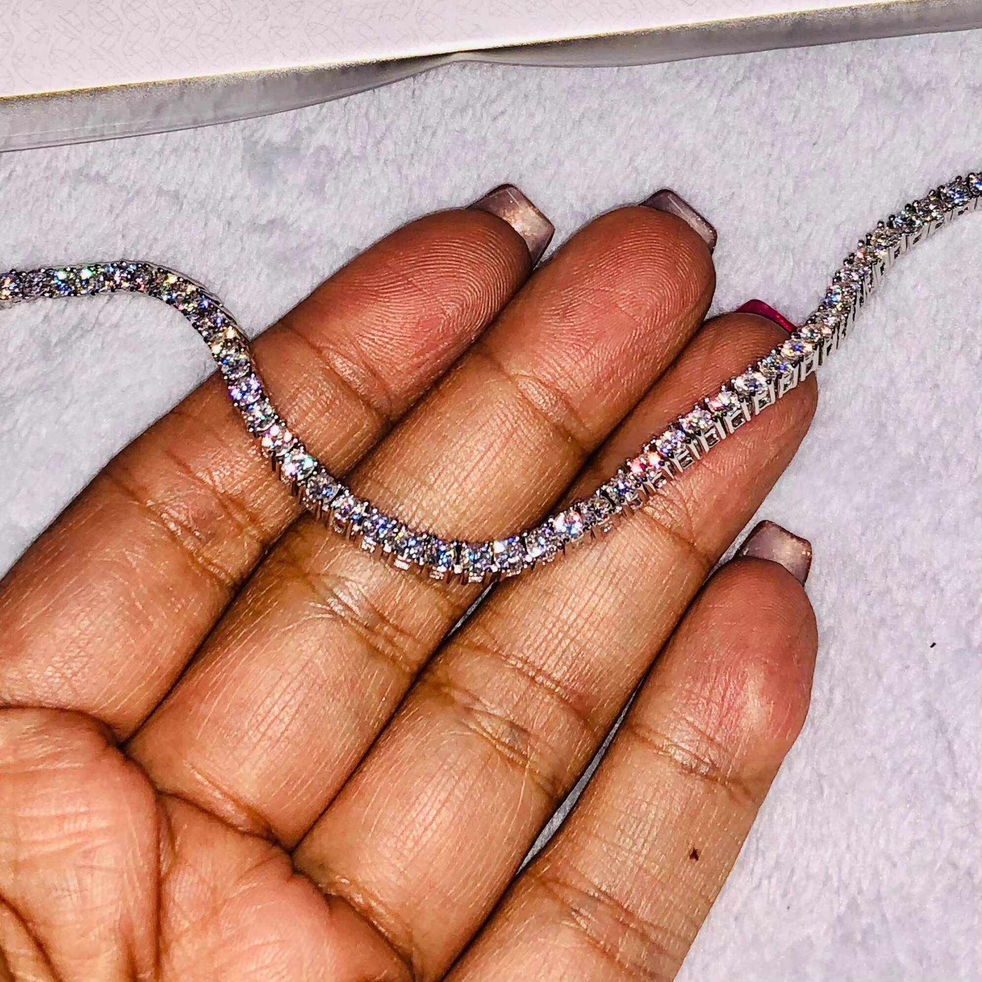 Luxury Iced Out VVS Moissanite Tennis Chain Fine Jewelry Hip Hop Necklace 925 Sterling Silver Moissanite Necklaces For Unisex