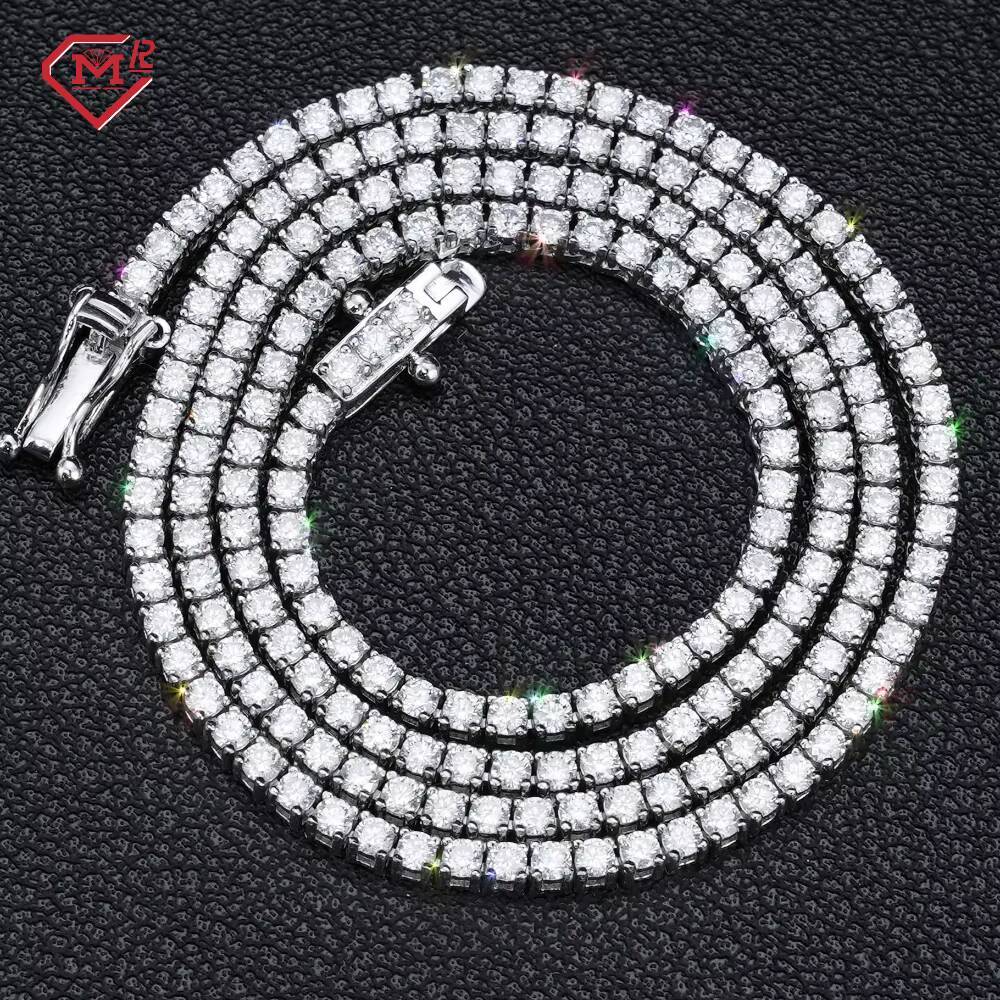 CVD IGI Certified Lab Grown Diamond Tennis Chain Necklace Vvs Iced Out 925 Silver Lab Diamond Chain