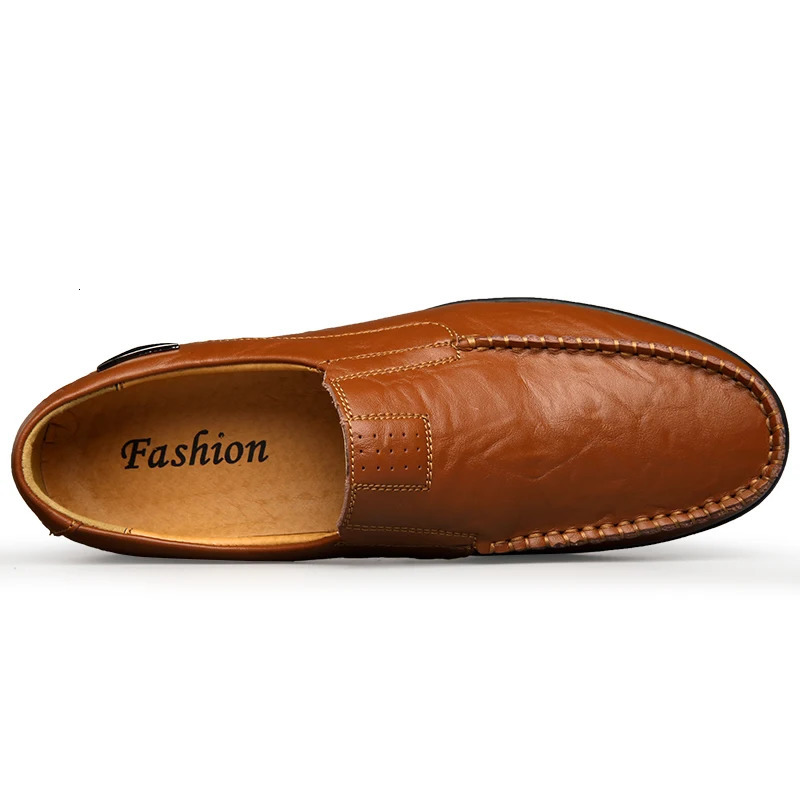 Genuine Leather Men Casual Shoes y 2025 Mens Loafers Moccasins Breathable Slip on Black Driving Plus Size 3747 260413