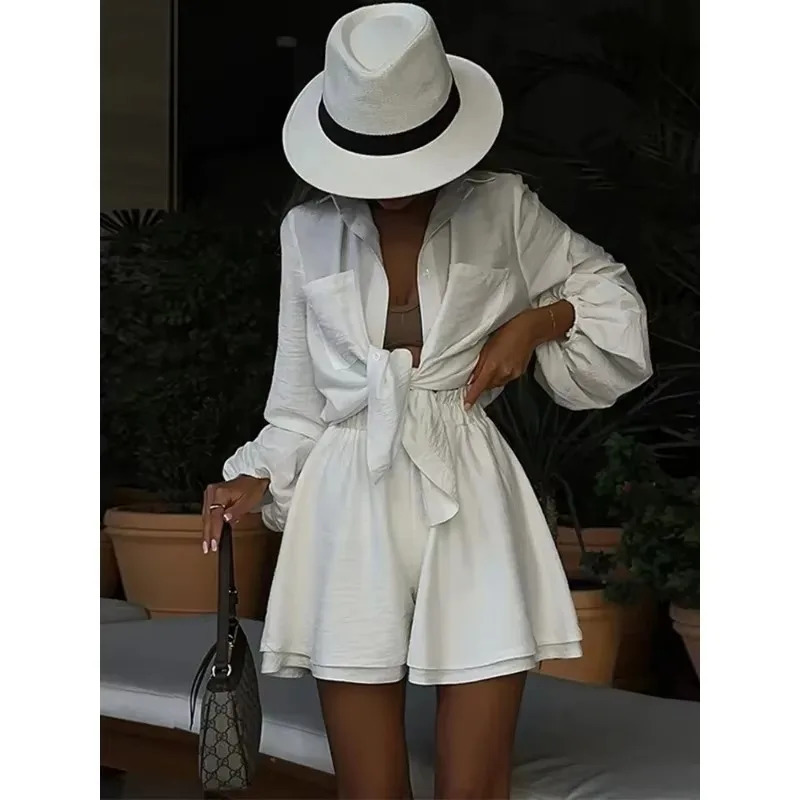Casual Loose Short Sets For Women 2 Piece Sets Womens Outfits Spa Holiday Baggy Fashion Shorts Suits Woman Summer 260413