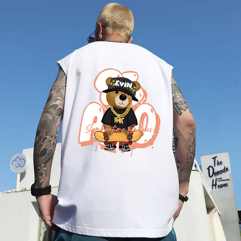 2026 New Men's American Style Plus Size Tank Tops | Summer Trendy Sleeveless Tees for Teens