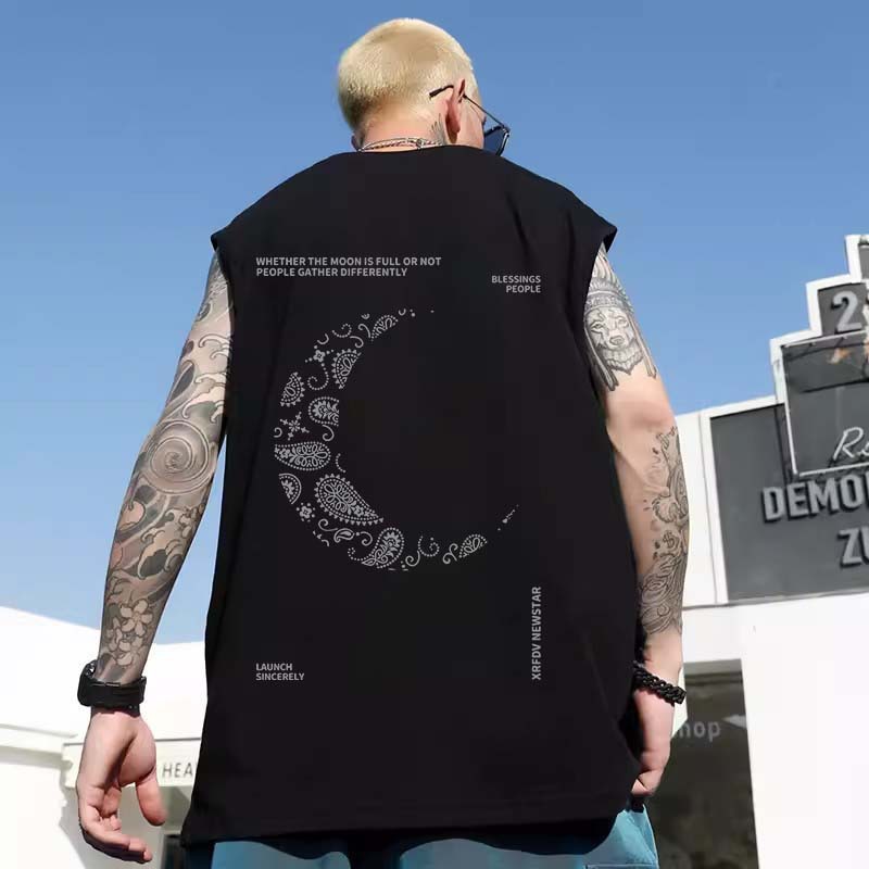 Summer Men's Oversized Printed Tank Tops | INS Trendy Loose Korean Style Plus Size Sleeveless Tees