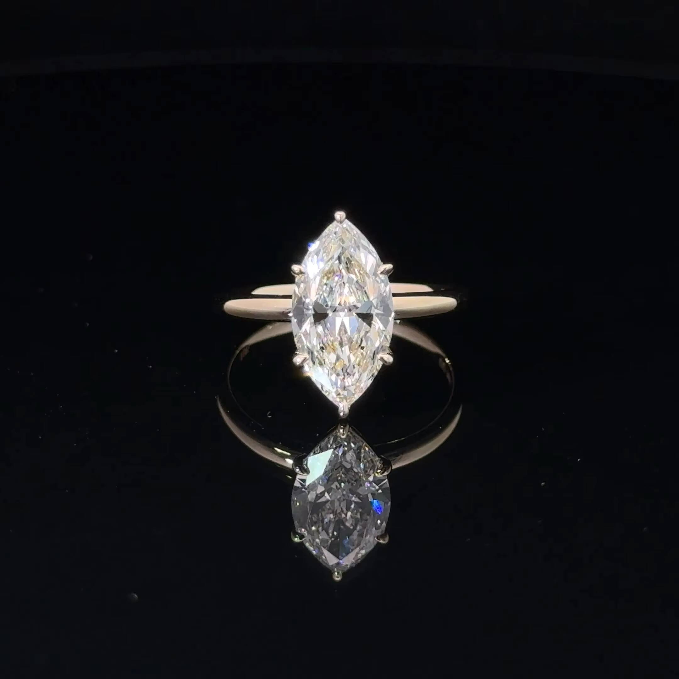 Fine Jewelry 14K 18K Solid Gold IGI Certified Ring Yellow Gold 1CT 2CT 3CT Marquise Cut Laboratory Diamond Ring
