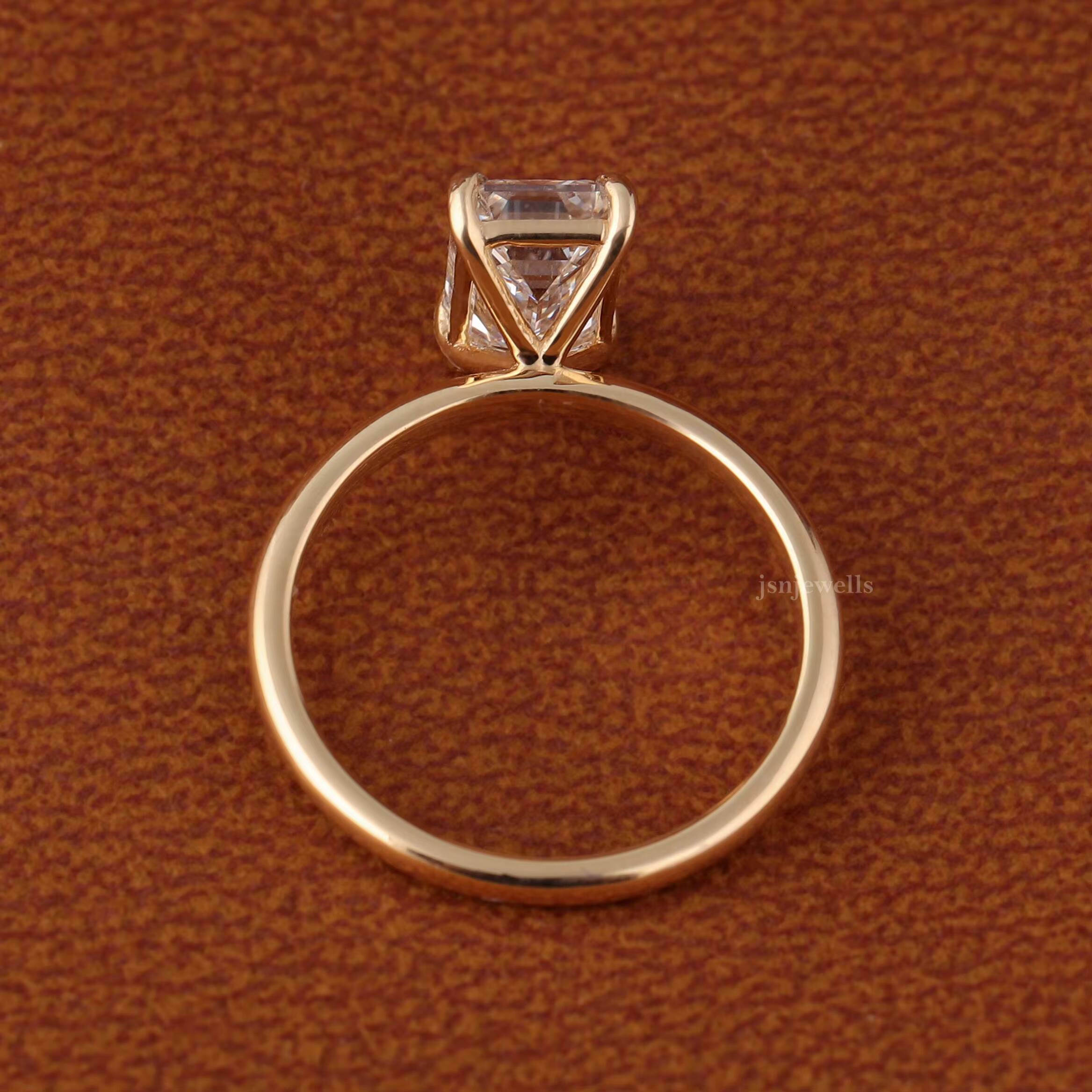 IGI Certified Lab Grown Diamond Classic Engagement Rings Emerald Cut Prong Setting for Men Women 15ct HPHT CVD 14K Solid Gold