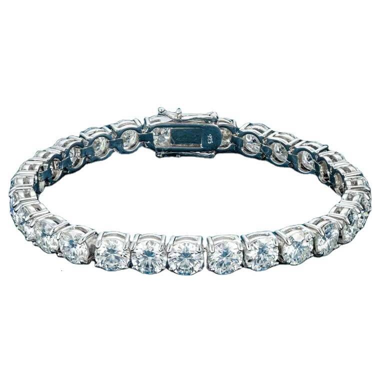 Drop shipping Men Women Popular Moissanite Bracelet 925 Silver 6mm 65 inch Hip Hop Moissanite Tennis Bracelet For Him