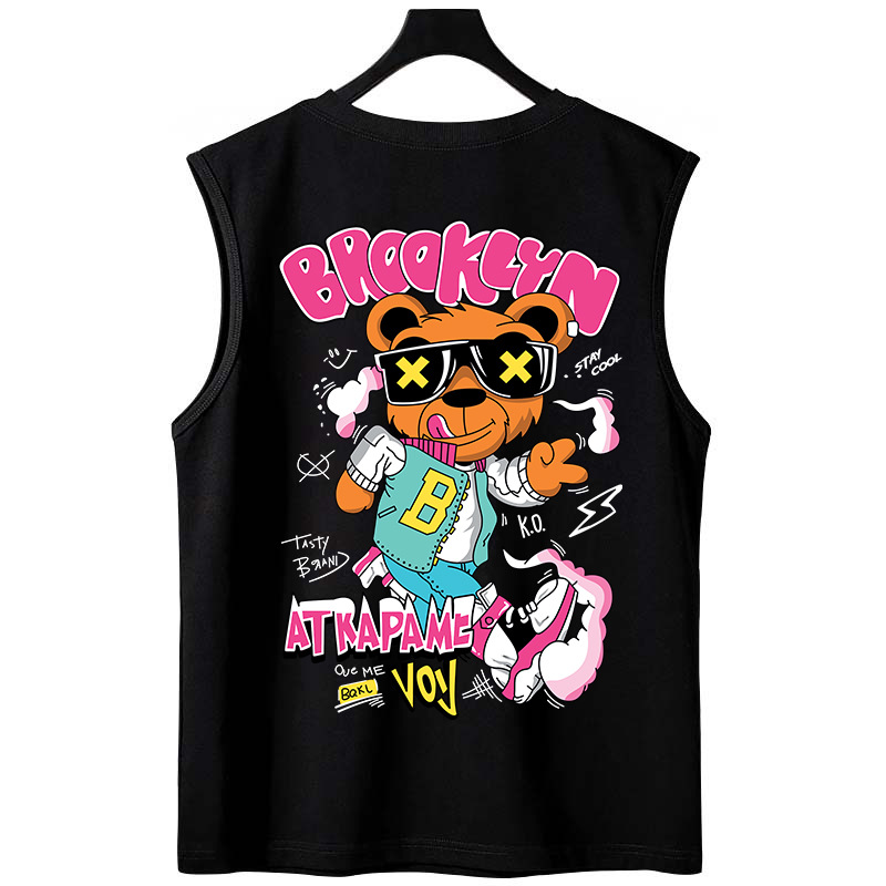 2026 Summer New Men's Trendy Tank Tops | Loose Plus Size Couples Funny Printed Crew Neck Sleeveless Tees for Layering