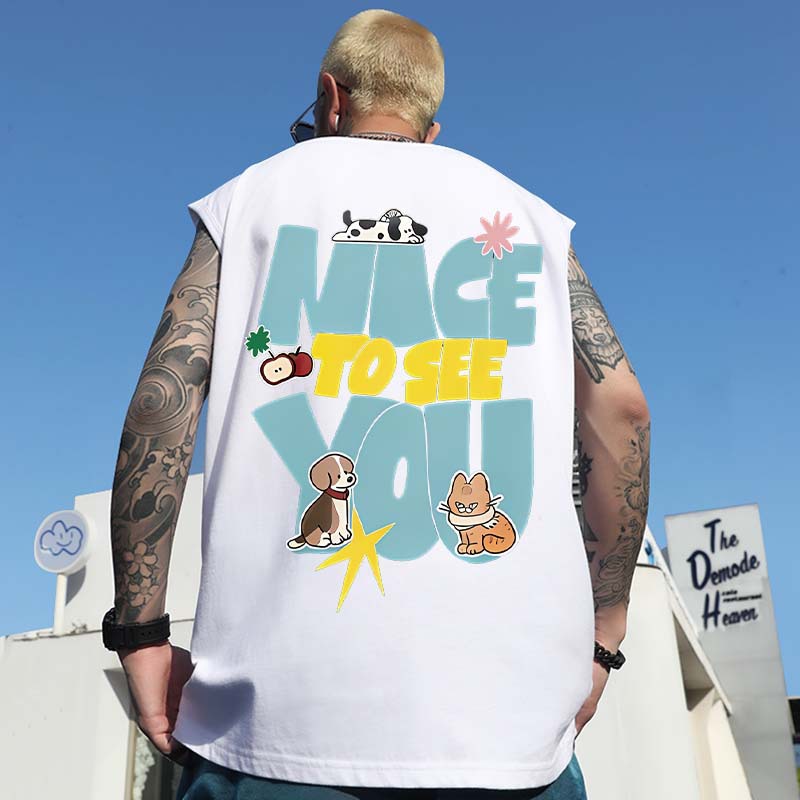 2026 Men's Letter Print Plus Size Sleeveless Tank Tops | Summer Loose Athletic Workout Shirts