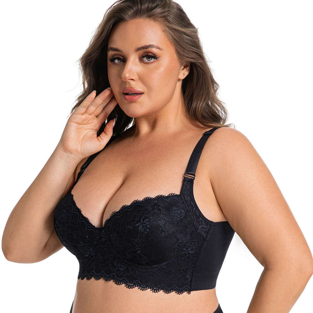 Breathable Mesh Panels Moisture Wicking Comfort All Day Long Wear Bra For Ladies Cross-border plus-size lace sexy lingerie, thin memory foam underwire