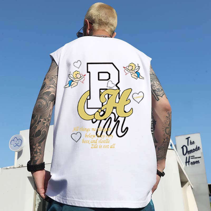 Summer Men's Loose Tank Tops | Hong Kong Style Trendy Couple Sleeveless Tees Plus Size INS Streetwear Vests