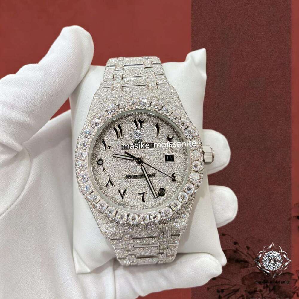 VVS D Color Designer Handcrafted Moissanite Diamond Watch High Quality, Sapphire Crystal, Luxury Unisex Iced Out Watch free shipping