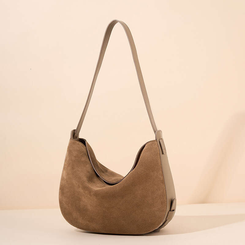 Hot Sale Women Genuine Leather Crossbody Bag Vintage Top Grain Nubuck Cowhide Underarm Bag Fashion Versatile Dumpling Shoulder Bag SENYY