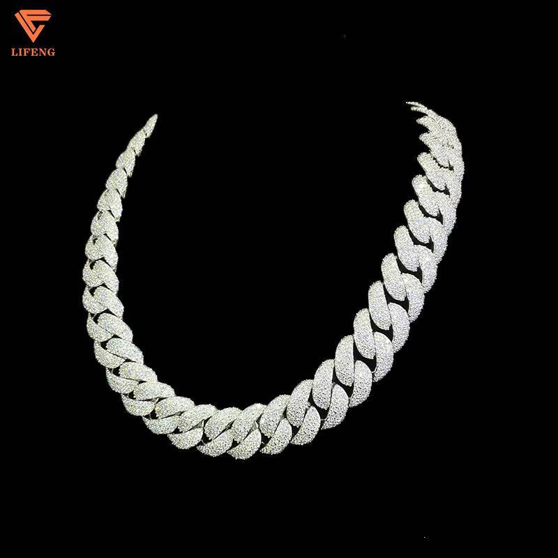20MM Mosaic Setting Round Diamond Cut Moissanite Diamond Iced Out Men Necklace Jewelry Cuban Link Chain Necklace