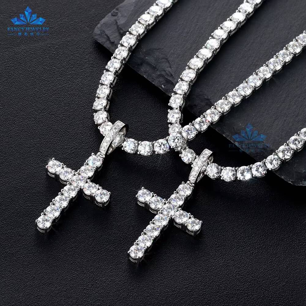 New Trend Unisex 925 Sterling Silver IGI Diamond Necklace Pendants VS1 Lab Grown Cross Classic Hip Hop Style Engagement Gift