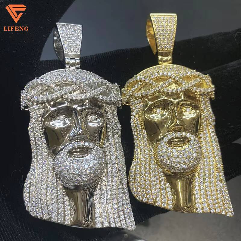 Custom Jesus VVS Moissanite Diamond Pendant 925 Sterling Silver Rose Gold Plated Hip Hop Jesus Head Pendant Charm Jewelry