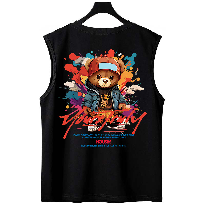 2026 Summer New Men's American Printed Tank Tops | Trendy Athletic Sleeveless Tees Loose Cut