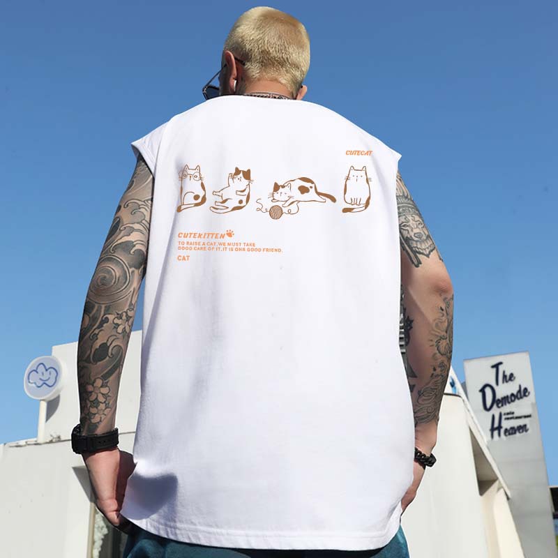 Summer Men's American Trendy Letter Tank Tops | Loose Hip-Hop Plus Size Athletic Sleeveless Tees for Outerwear